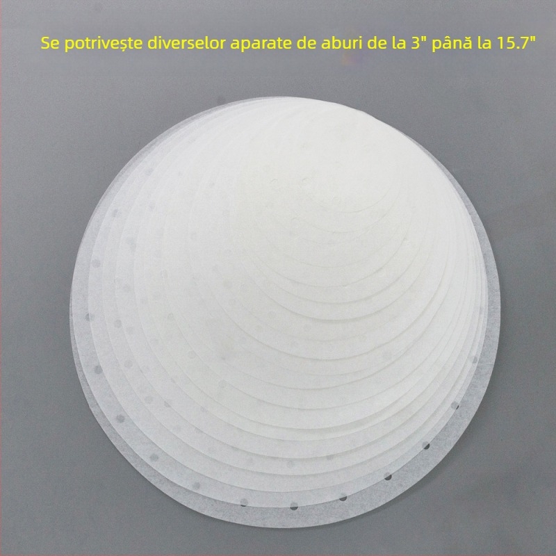 Hârtie de abur circulară, de unică folosință, cu acoperire de silicon, antiaderentă, rezistentă la aburi