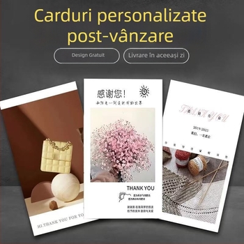 Cărți personalizate, o varietate de cărți poștale, etichete pentru îmbrăcăminte, carduri de mulțumire, carduri pentru service post-vânzare, imprimare în tiraj mic