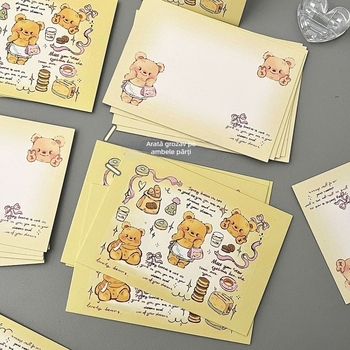 Butter Bear drăguț - Carte de mesaje pentru ziua de naștere, card ilustrat în stil desen animat, scrisă de mână