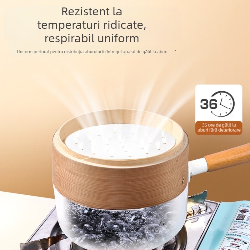 Hârtie pentru aburi, de unică folosință, rotundă, alb natural, pentru aburirea pâinilor și chifle