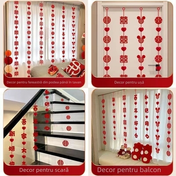 Set decor pentru nuntă pentru sufragerie și dormitor: ghirlande, perdele și ornament suspendat cu simbolul fericirii pentru cadrul ușii