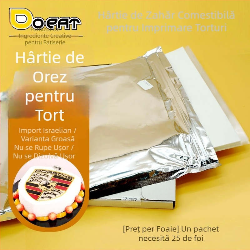 Hârtie de zahăr comestibilă pentru imprimante de torturi, hârtie foto comestibilă, foi de glazură