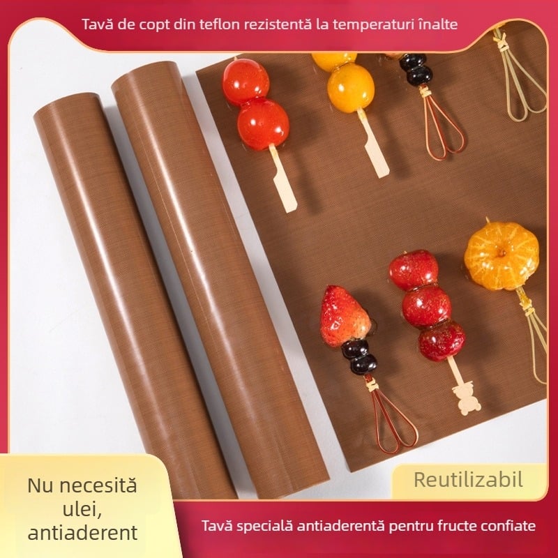 Covoraș antiaderent pentru copt, neted, rezistent la temperaturi înalte, pentru rulouri de chec, reutilizabil