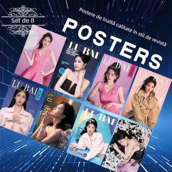 Noul merchandising anime: postere HD în stil revistă cu cerb alb, set de 8, cu autocolante de colț