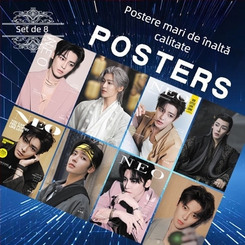 Noul merchandising anime: postere HD în stil revistă cu cerb alb, set de 8, cu autocolante de colț