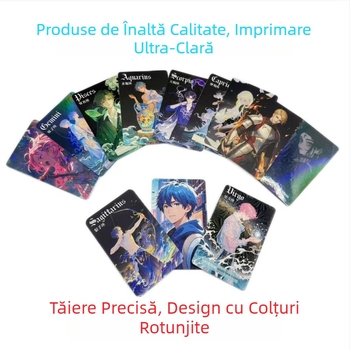 Carte personalizată din sticlă cu gravură laser pentru jocuri anime, folie UV aurie