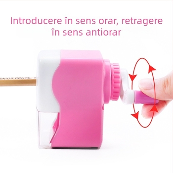 Huilin Ascuțitor de creioane cu manivelă, desen animat, din plastic, design geometric, Model 599