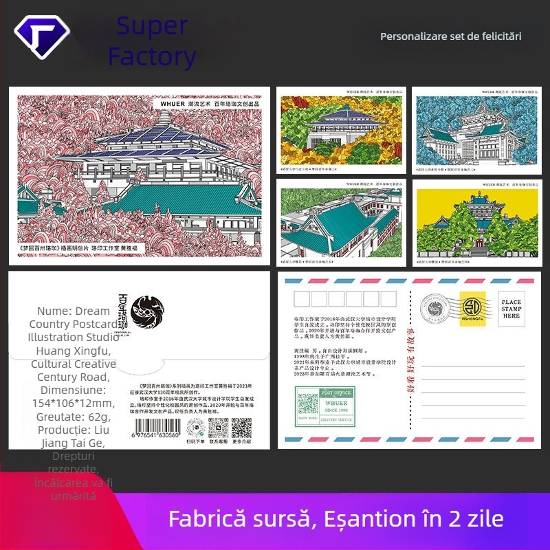 Postcarduri personalizate pentru absolvirea pe campus — amintiri tinere cu peisaje, carduri culturale Creative
