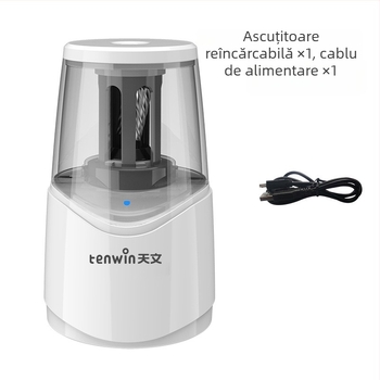 Tenwin ascuțitor electric pentru creioane subțiri, semi-automat, reîncărcabil, pentru elevi de clasa întâi