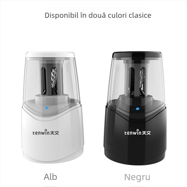 Tenwin ascuțitor electric pentru creioane subțiri, semi-automat, reîncărcabil, pentru elevi de clasa întâi