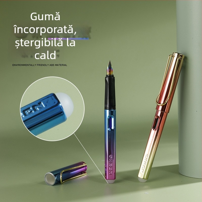 Stilou termic de șters, cu recipient de cerneală înlocuibil și radieră, pentru exerciții de scriere în clasa a treia