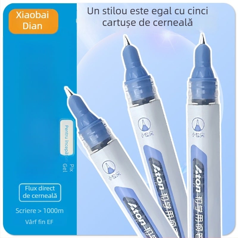 Stilou F2 cu sistem direct de cerneală, capacitate mare, vârf EF, stil pentru elevi, scriere până la 1000 m, fără înlocuire a cartușului
