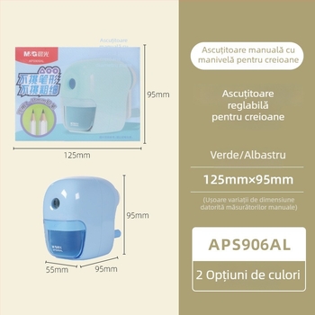 APS906AL ascuțitor de creioane manual, grosimi reglabile, pentru elevii din învățământ primar și studenți la arte