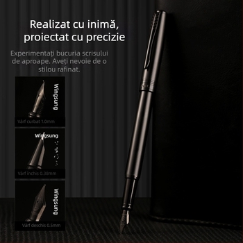 Stilou Black Warrior din oțel integral, pentru artă și caligrafie, penă dură pentru studenți, cadou creativ, semnătură de afaceri, calitate premium
