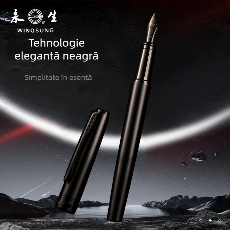 Stilou Black Warrior din oțel integral, pentru artă și caligrafie, penă dură pentru studenți, cadou creativ, semnătură de afaceri, calitate premium