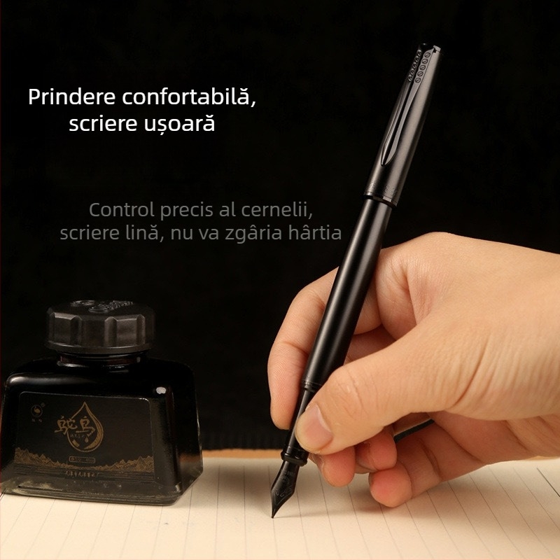 Stilou Black Warrior din oțel integral, pentru artă și caligrafie, penă dură pentru studenți, cadou creativ, semnătură de afaceri, calitate premium