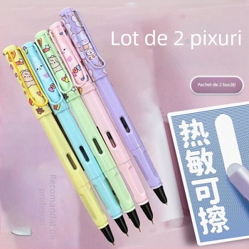 Stilou cu designuri animate pentru elevi, trei vârfuri: fin, mediu și iridiu, pentru caligrafie și practică a unei poziții corecte a scrierii