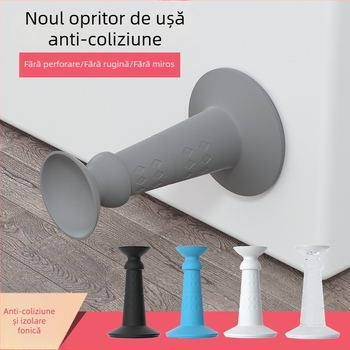 Stopper de ușă din silicon, cu adeziv puternic, fără găuri, ventuză anti-coliziune pentru ușile din baie și bucătărie