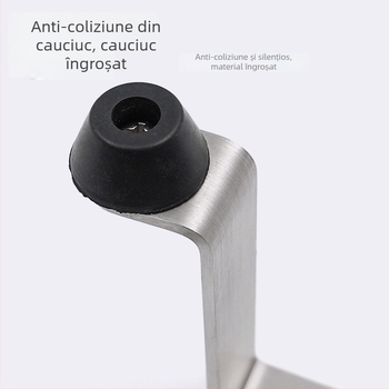 Stop pentru ușă cu cârlig pentru haine, din oțel inoxidabil, amortizor din cauciuc, montaj pe perete, funcționare silențioasă, pentru baie și cameră