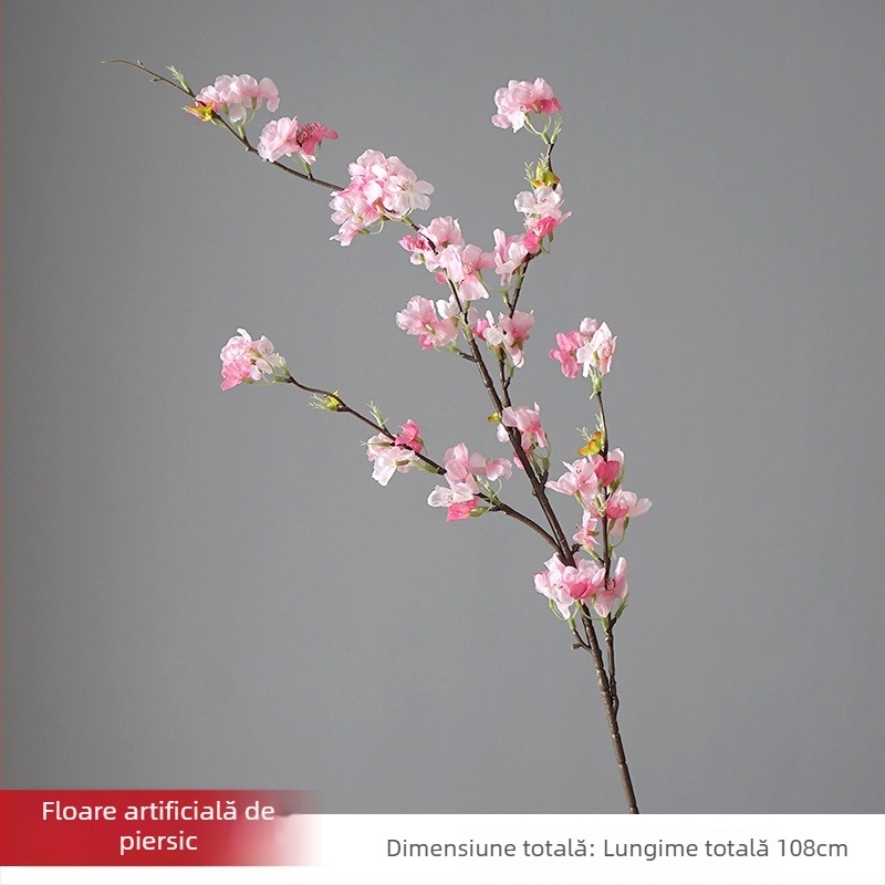 Flori artificiale de piersic și cireș, pe o singură tulpină, pentru decor în living și la masă