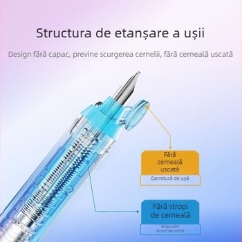 Pena stilou cu mecanism de apăsare, vârf EF fin 0,38 mm, DS785 serie ușoară pentru studenți, cerneală albastră ștergibilă