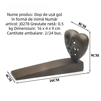 Stopper de ușă din fontă, în formă de inimă — decorativ, anti-coliziune