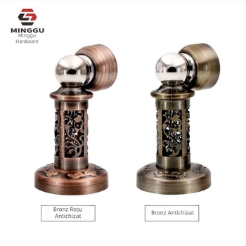 Prindere magnetică pentru ușă din aliaj, montaj pe perete, finisaj periat, protecție împotriva impactului, design decupat în stil chinezesc, Model 804
