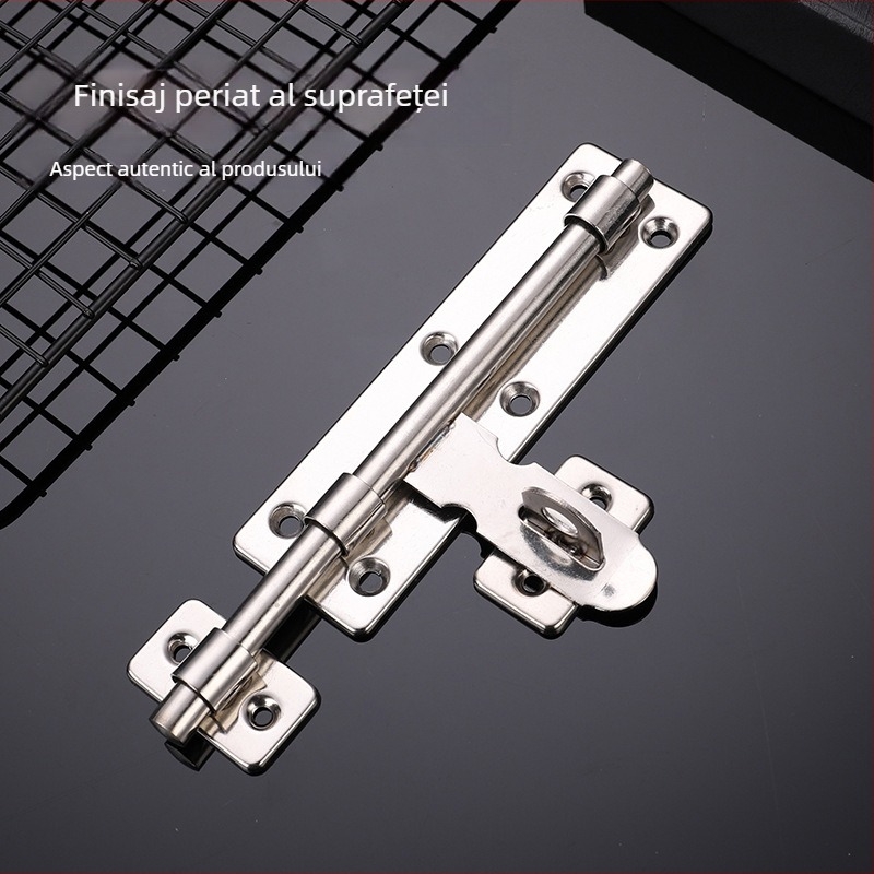 Zăvor din oțel inoxidabil cu latch dublu (stânga/dreapta) pentru uși din lemn, design clasic, compatibil lacăt, pentru dulapuri