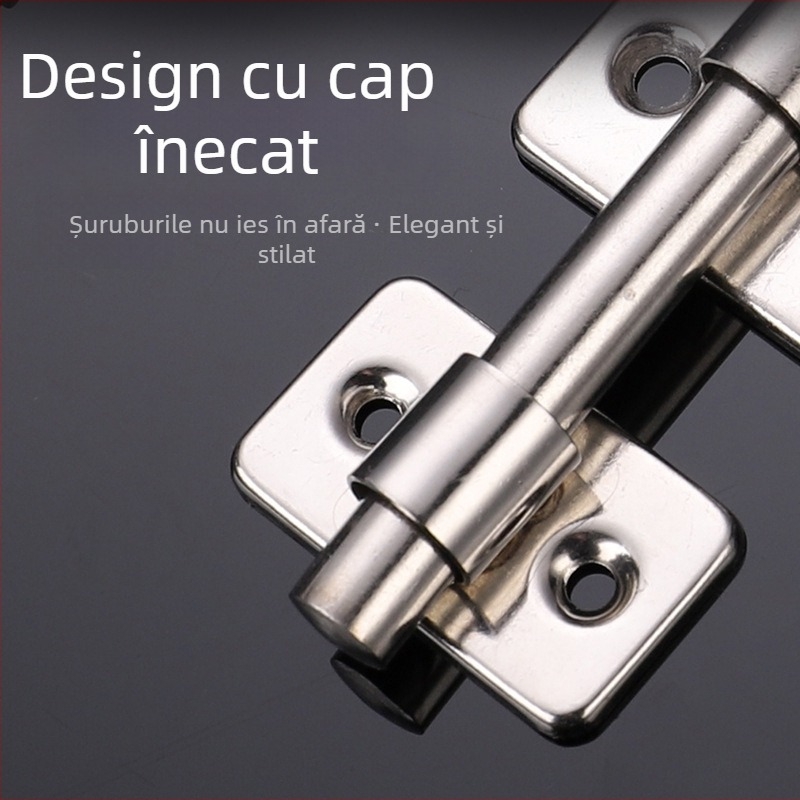 Zăvor din oțel inoxidabil cu latch dublu (stânga/dreapta) pentru uși din lemn, design clasic, compatibil lacăt, pentru dulapuri