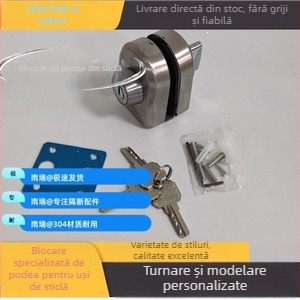 Set broască de podea pentru uși despărțitoare fără ramă, încuietoare pentru sticlă de duș, deschidere dublă, fără găuri