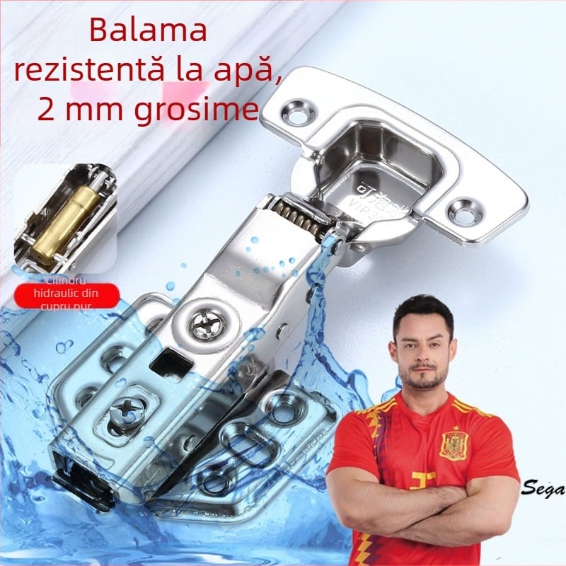 Balama hidraulică din oțel inoxidabil cu amortizor pentru uși de dulap și garderobă, grosime 2,0 mm, model KPSA20