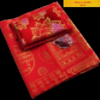 120×200 cm, satin brocard întărit cu broderie Dharani, set de cinci piese