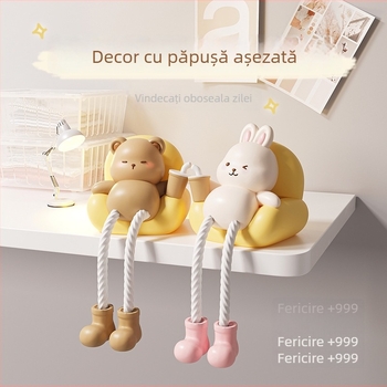 Figurină drăguță din rășină, în poziție culcată, pentru birou și decor de bibliotecă