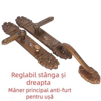 Mâner de ușă anti-efracție pentru uși cu deschidere dublă, mâner din fier montat pe panou pentru ușă de vilă, montaj pe panou, distanța între găuri 235 mm, accesorii pentru încuietori