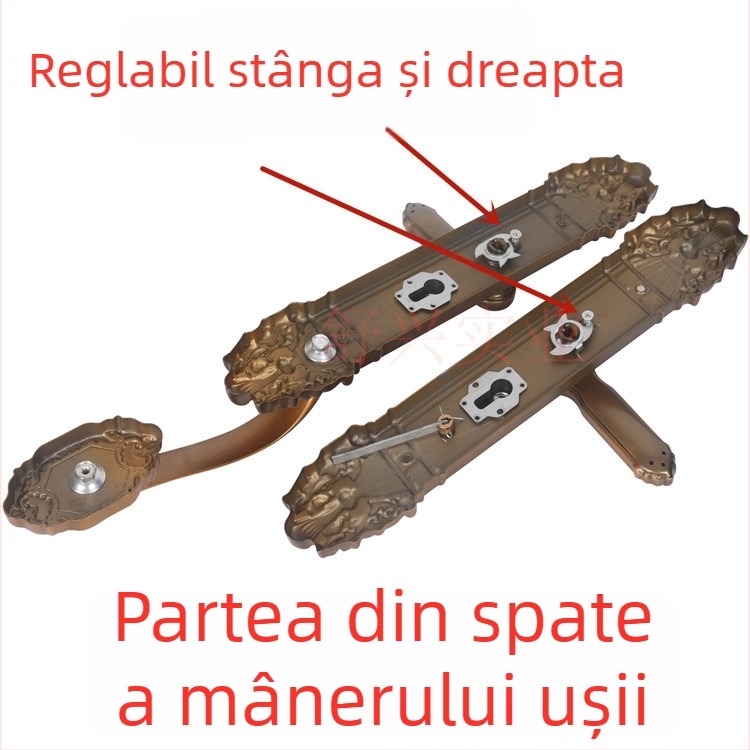 Mâner de ușă anti-efracție pentru uși cu deschidere dublă, mâner din fier montat pe panou pentru ușă de vilă, montaj pe panou, distanța între găuri 235 mm, accesorii pentru încuietori