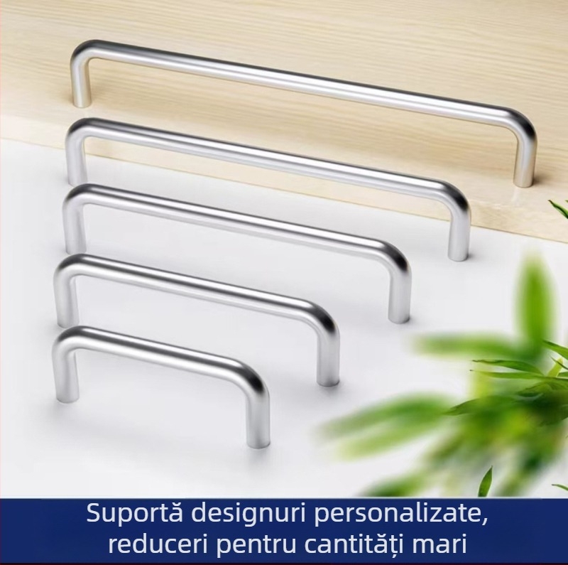 Mâner de ușă din oțel inoxidabil 304, tub circular solid în formă de U cu filet intern, grosime reglabilă, stil industrial