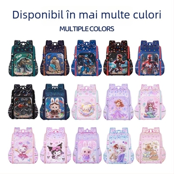 Ghiozdan nou pentru elevi din învățământ primar, unisex, carcasă rigidă dublă pentru protecția coloanei vertebrale și reducerea încărcăturii, design desen animat
