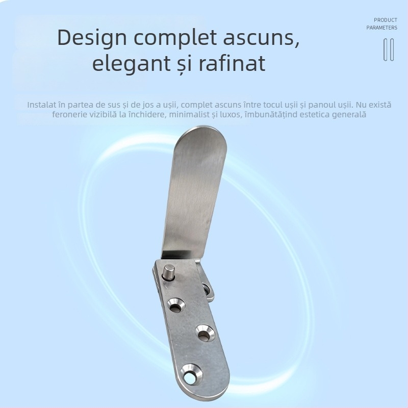 Balama de ușă din oțel inoxidabil 304, capacitate de încărcare 60–80 kg, potrivită pentru uși din lemn și cadre din oțel, deschidere de 90°.