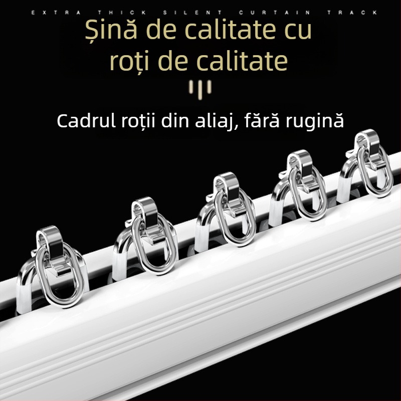 Șină pentru perdele nano silențioasă, cu alunecare lină și role, șină simplă și dublă, montaj superior și lateral pentru cămine