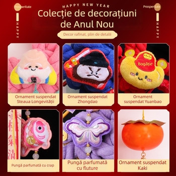 Anul 2026 al calului - decorațiune de Anul Nou, nod chinezesc cu mii de caractere, pandantiv pentru ușă, dimensiune mare