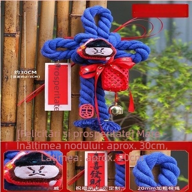 Anul 2026 al calului - decorațiune de Anul Nou, nod chinezesc cu mii de caractere, pandantiv pentru ușă, dimensiune mare