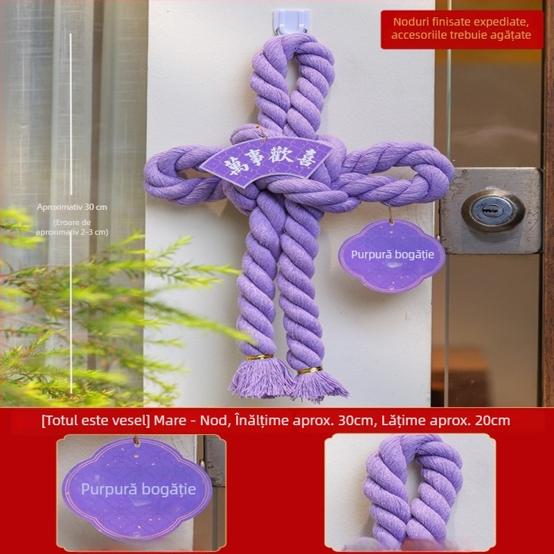 Anul 2026 al calului - decorațiune de Anul Nou, nod chinezesc cu mii de caractere, pandantiv pentru ușă, dimensiune mare