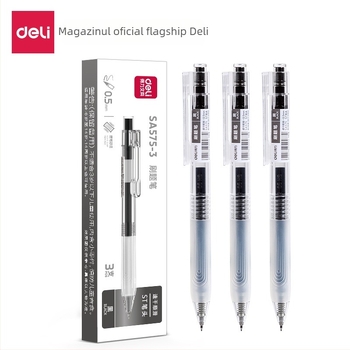 Deli SA575 pix gel, 0,5 mm, negru, cu prindere din cauciuc pentru o scriere fluidă