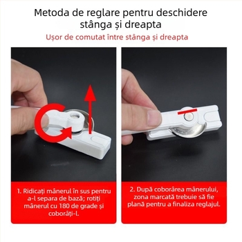 Încuietoare bidirecțională în formă de semilună pentru ferestre glisante din aliaj de aluminiu, cu mâner pătrat