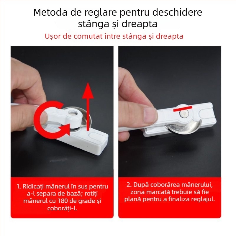 Încuietoare bidirecțională în formă de semilună pentru ferestre glisante din aliaj de aluminiu, cu mâner pătrat