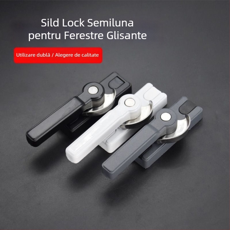 Încuietoare bidirecțională în formă de semilună pentru ferestre glisante din aliaj de aluminiu, cu mâner pătrat