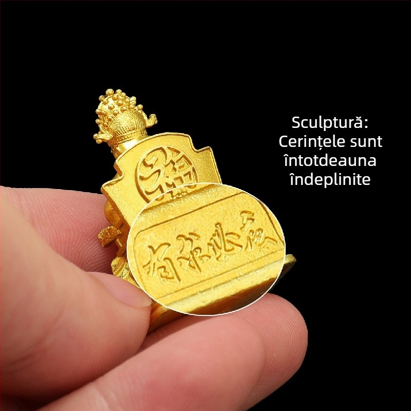 Statuetă Buddha a Zeului Bogăției, Guangji Dragon King, Muntele Wutai, 3.3 cm
