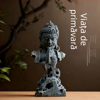 Statuetă Zen Buddha cu motiv demon, pentru decor de acvariu și decor pe masă în sala de ceai