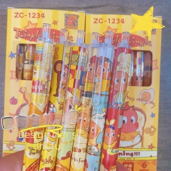 Starman stilou gel cu apăsare, cerneală neagră, design drăguț cu personaje de desene animate, pentru studiu și examene