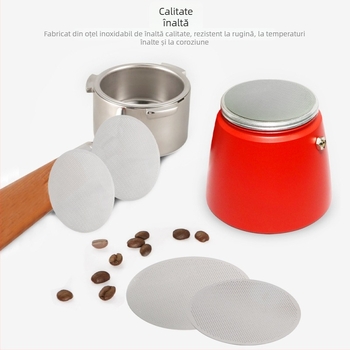 Set de 2 filtre metalice pentru moka pot, dimensiuni 56/59/61/65/68 mm, pentru cafea turnată manual, cu filtru de hârtie